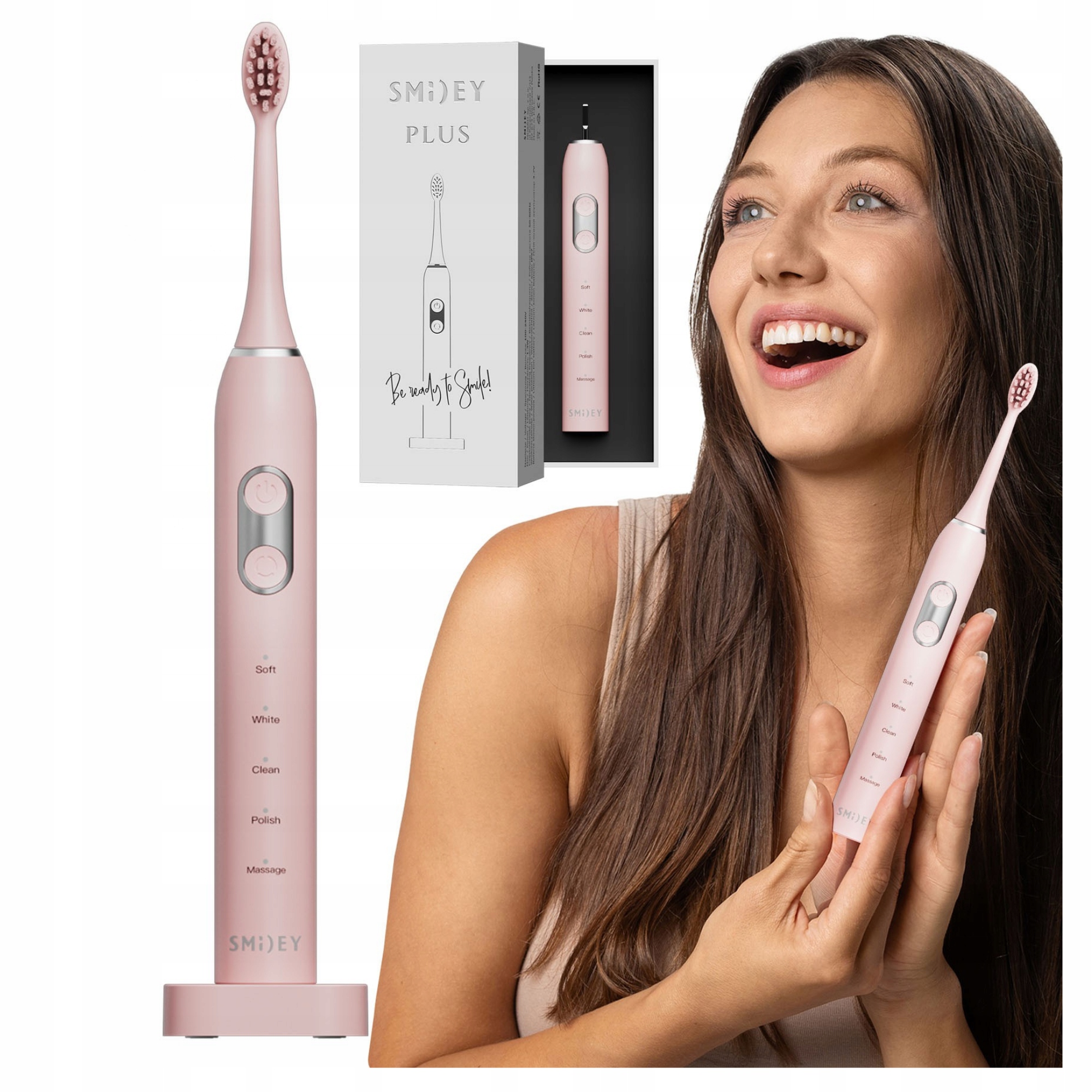 Szczoteczka Soniczna Do Zębów Smiley Plus Indukcja 5 Trybów Mocna Bateria