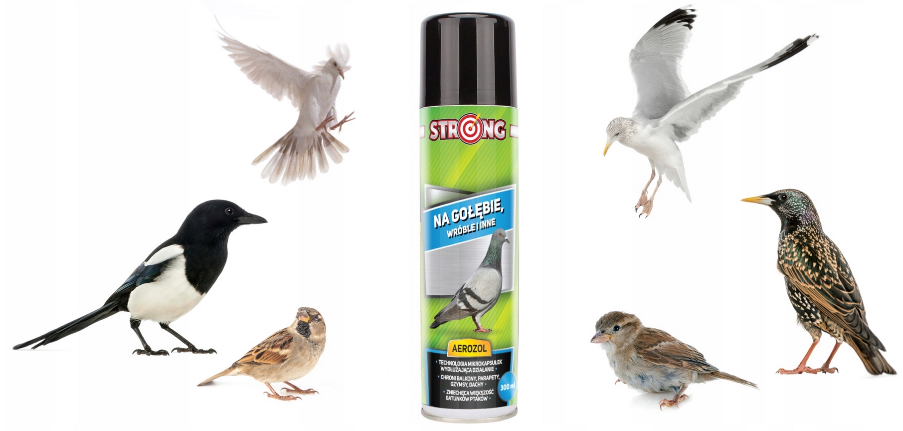 ODSTRASZACZ NA GOŁĘBIE WRÓBLE SZPAKI SPRAY 300 ml