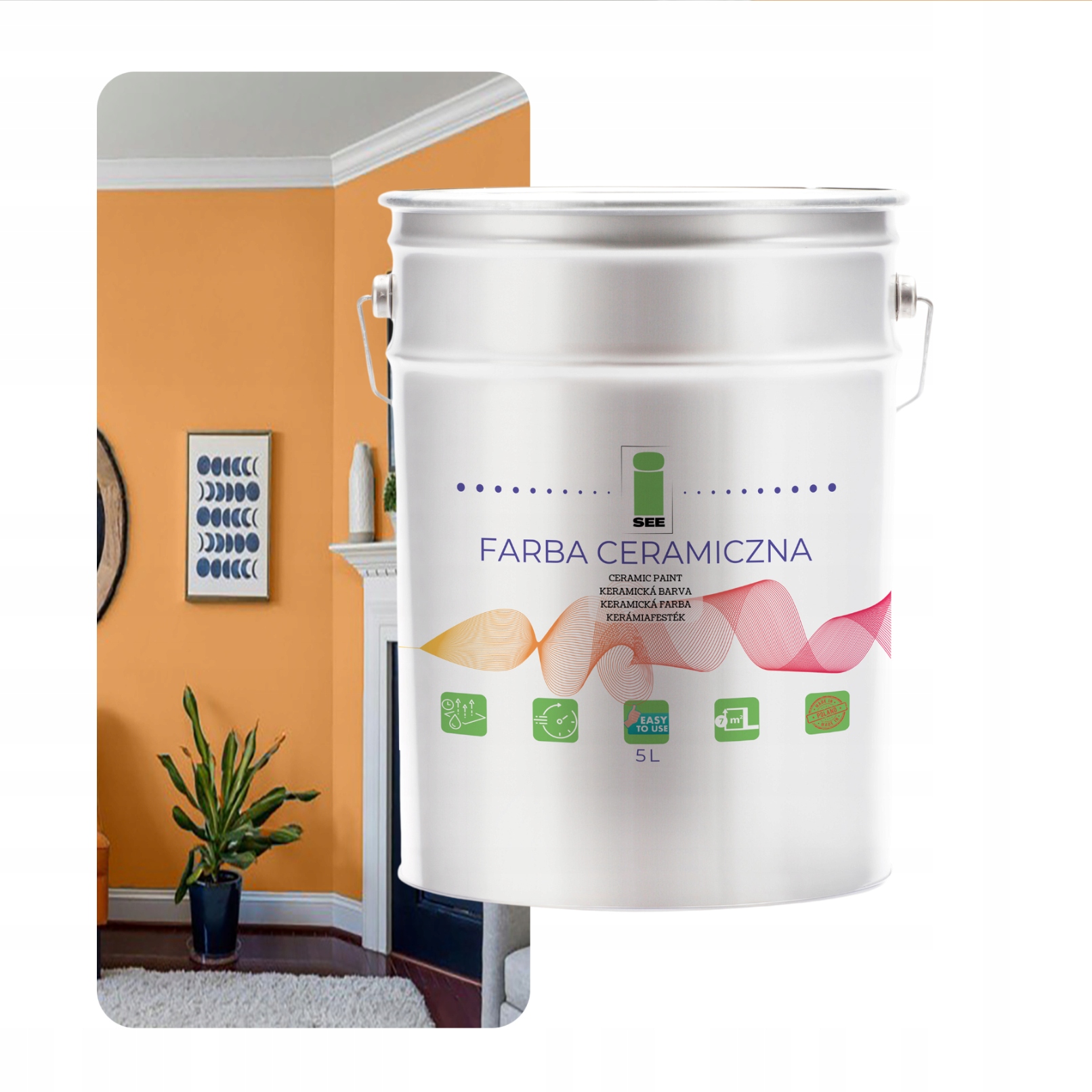 Keramická Farba Na Steny Umývateľná, Oranžová, Medová, Svetlá, 5 L, Škvrnoodpo