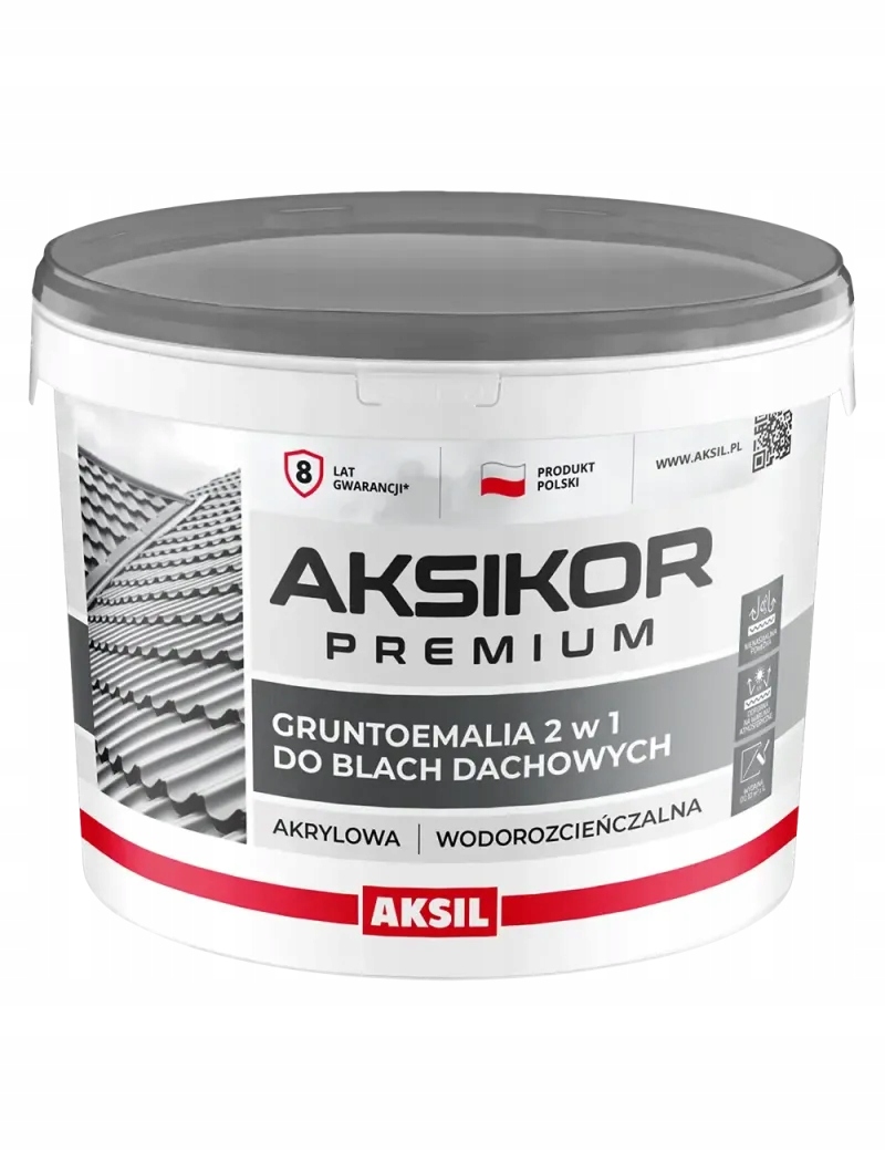 Aksikor Premium Gruntoemalia Do Blach Dachowych Wiśnia Cieman 10L