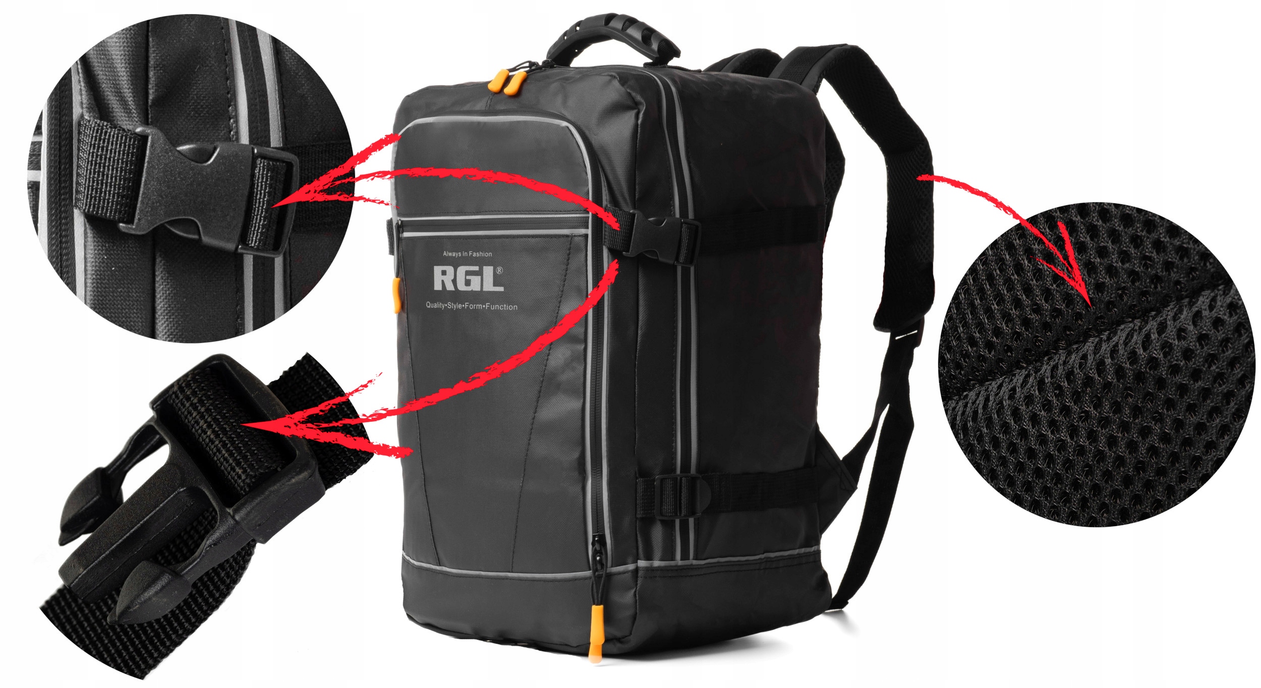 Plecak podróżny wodoodporny do samolotu bagaż podręczny 40X30X20 Wizzair Kolekcja RGL