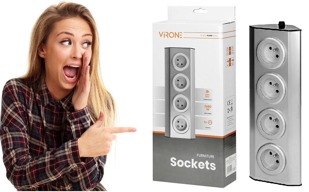 Kuchyňská Nábytková Zásuvka 4X2P+Z Ocel Inox Virone