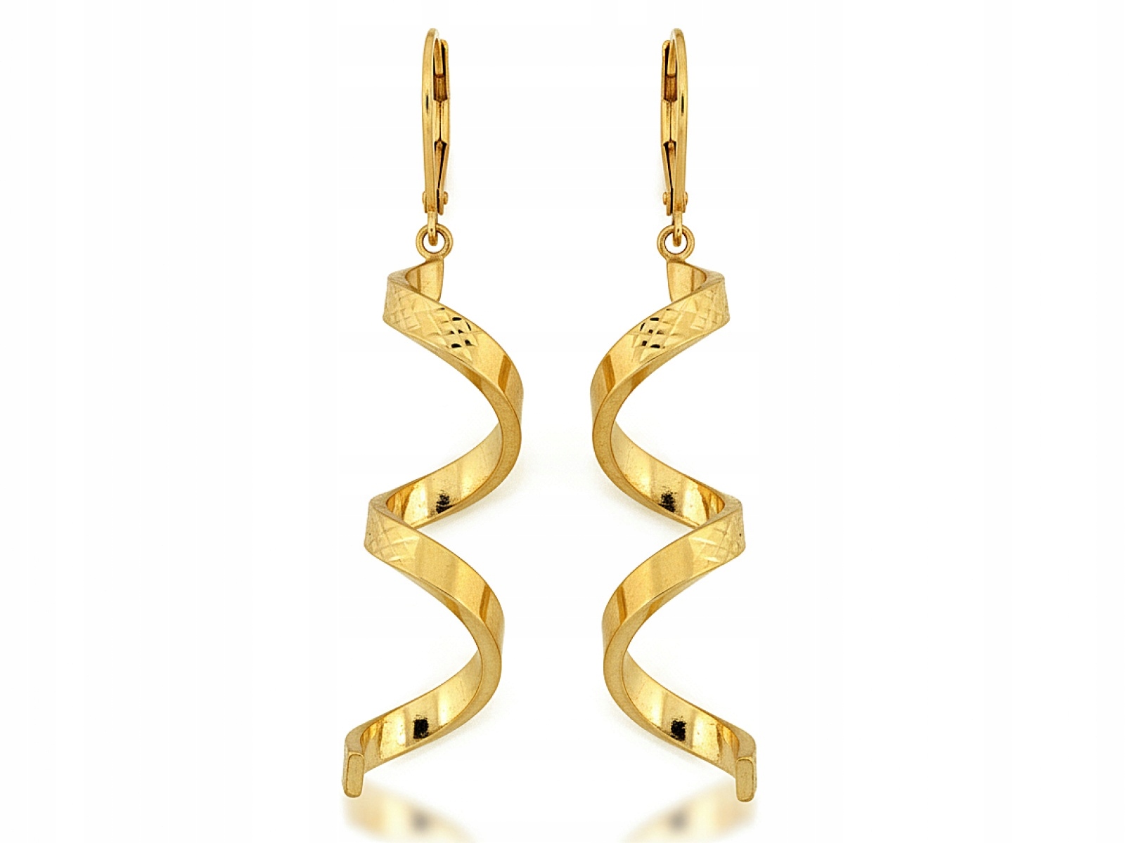 Zlaté náušnice 585 Závěsné kroucené anglické tyčinky 2.32g moderní