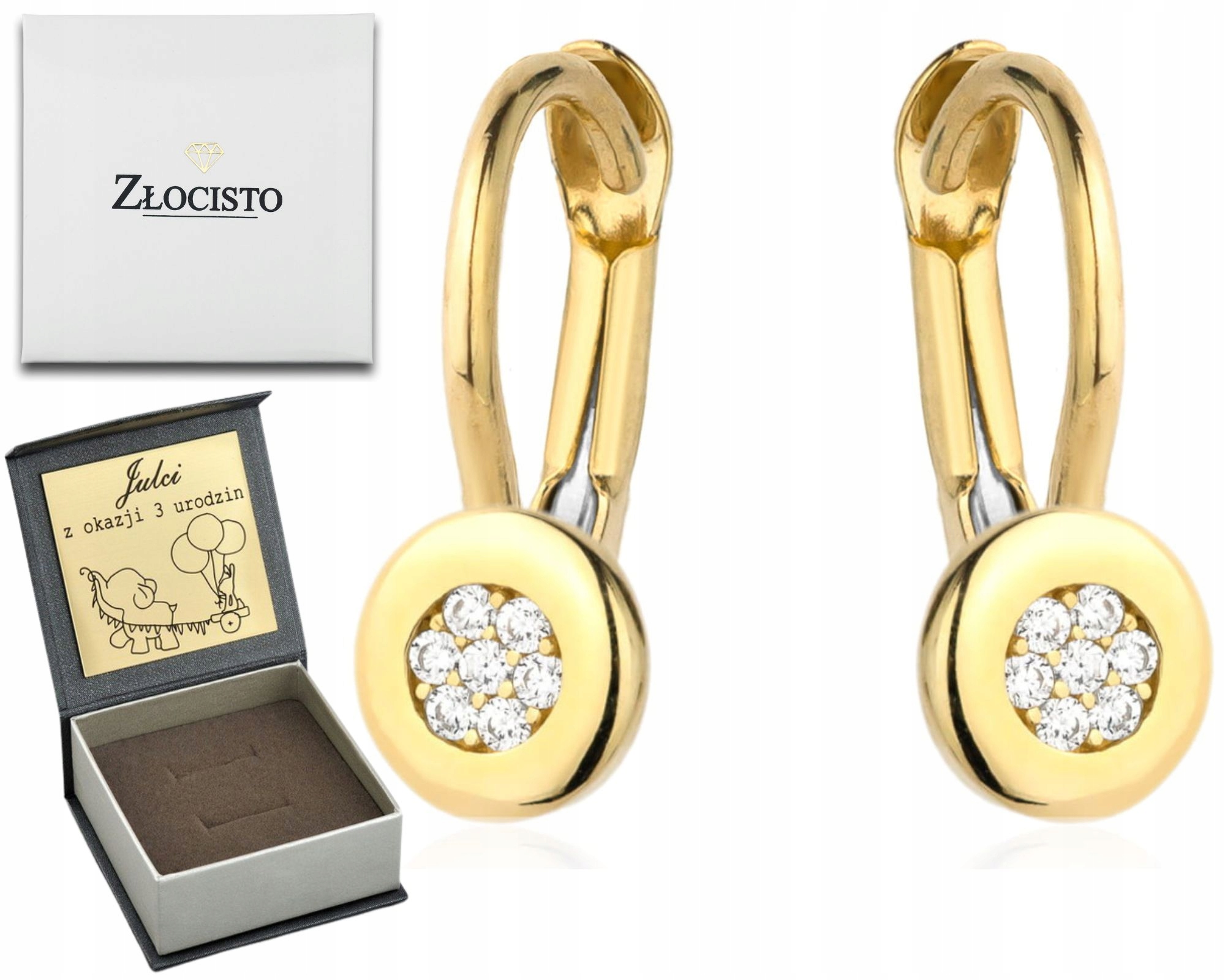 Zlaté Náušnice S Kroužky A Zirkony Jako Dárek K Gravírování