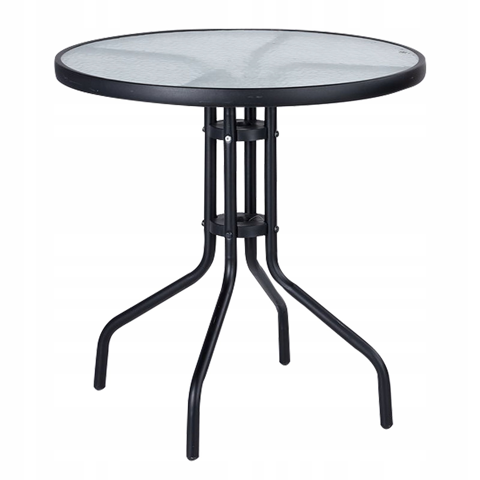 Stolik Ogrodowy okrągły Szklany stolik Balkonowy czarny Kawowy na taras