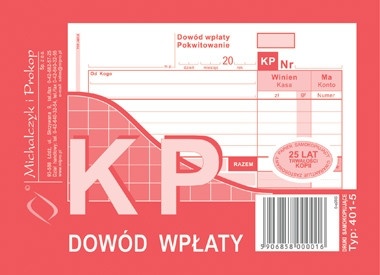 

Bloczek Druk Kp Dowód Wpłaty A6 80 Kartek
