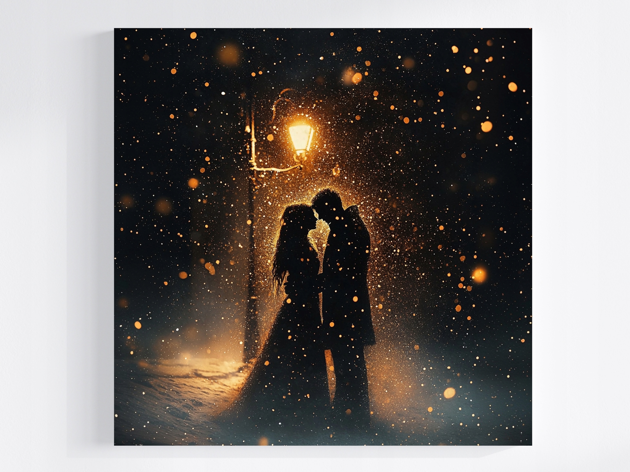 Obraz Na Plátně Canvas Zima Sníh Noc Pár Rande Láska Setkání 80x80