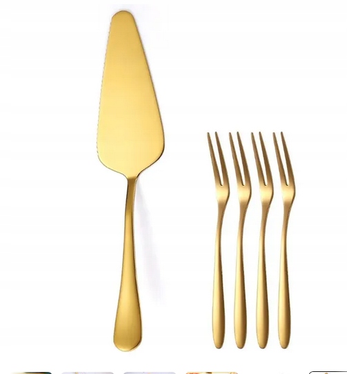 ŁOPATKA + WIDELCZYKI DESEROWE DO TORTU CIASTA 5el.