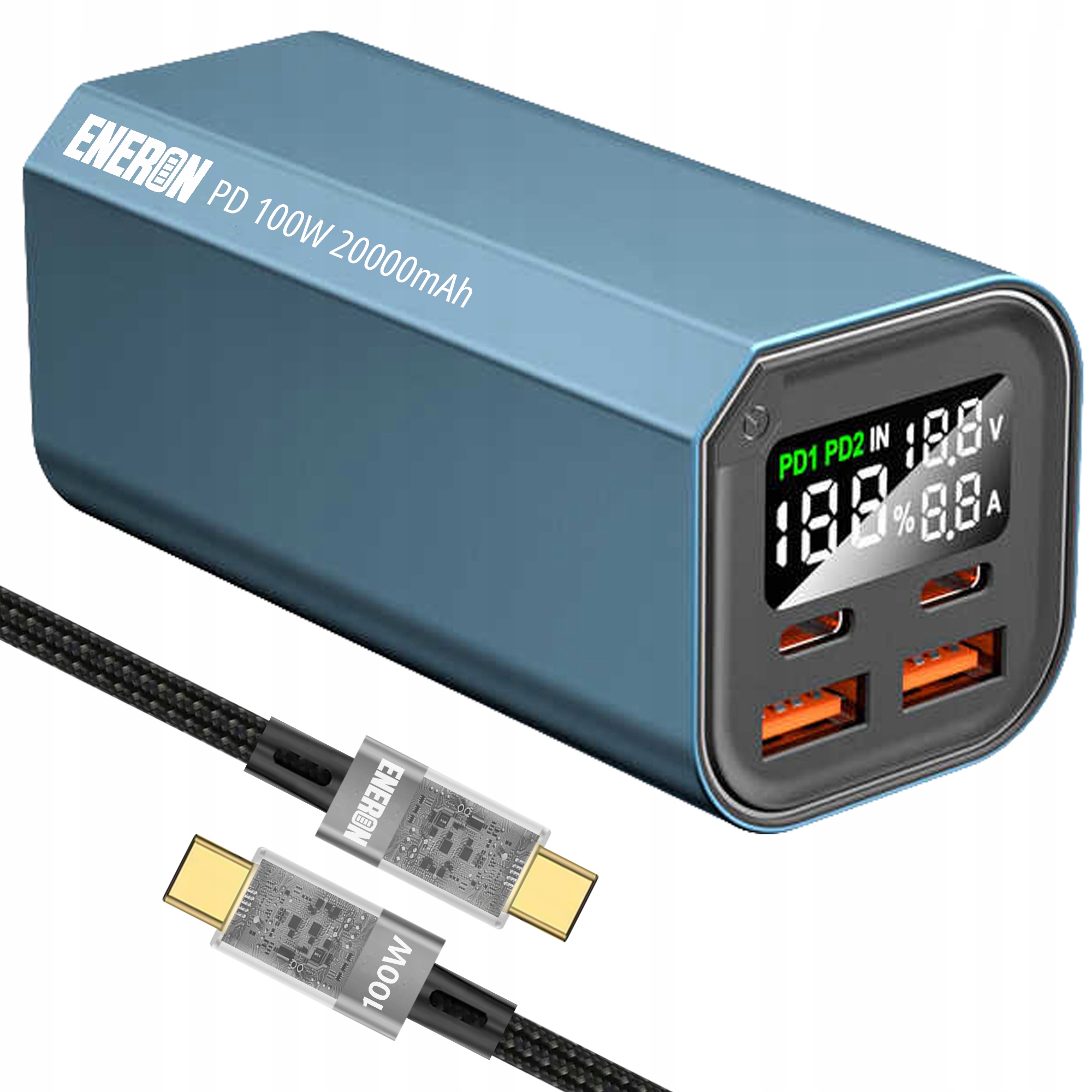 Powerbank Szybkie Ładowanie 20000mAh 4x Usb/usb-c Mocny do Laptopa/telefonu