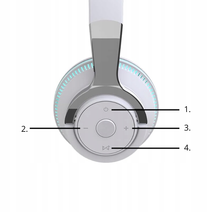 SŁUCHAWKI BEZPRZEWODOWE H2 BLUETOOTH MP3 NAUSZNE MIKROFON RGB DLA DZIECKA Transmisja sygnału Bluetooth