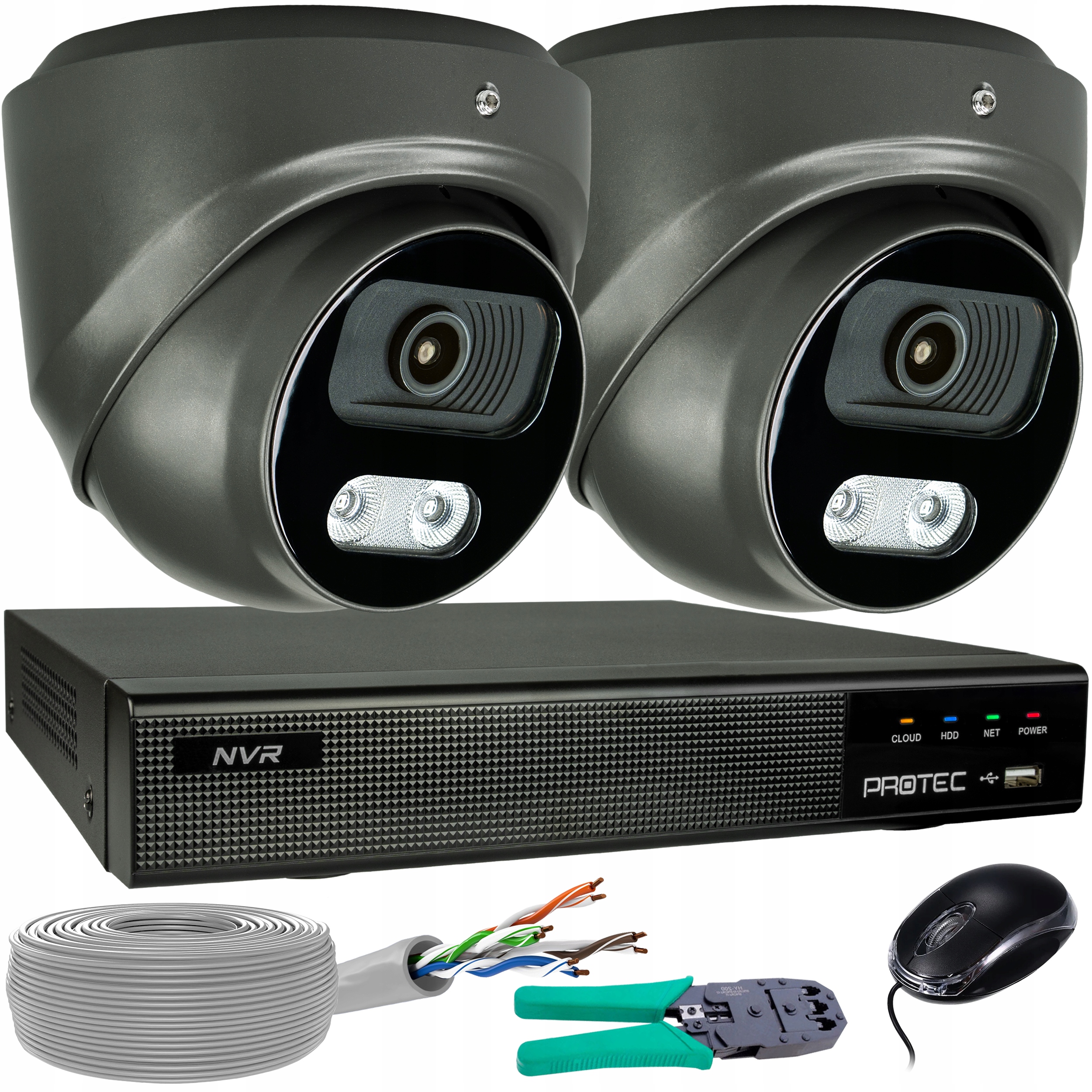 Sada 2 grafitových kamer Ip 8MP 4K Poe Detekce lidí a vozidel bez hdd