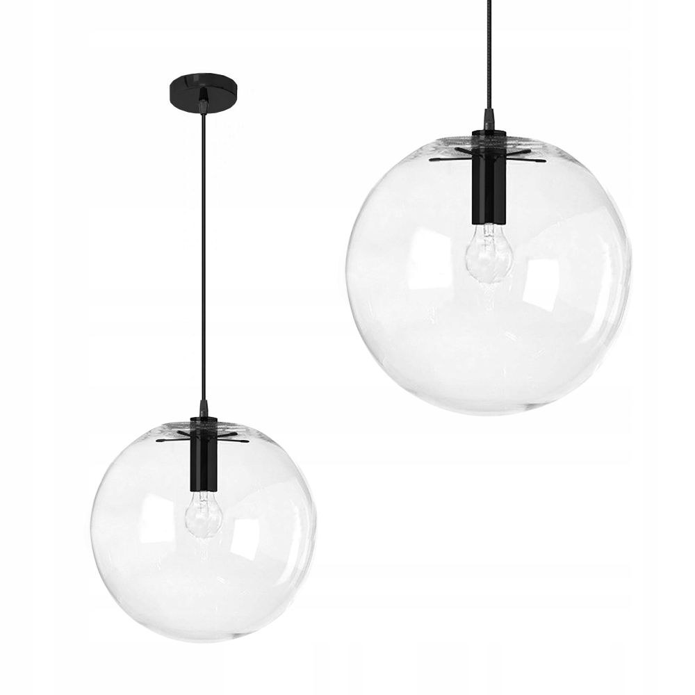

Lampa Wisząca Szklana Kula Black Czarna Lassi 30CM