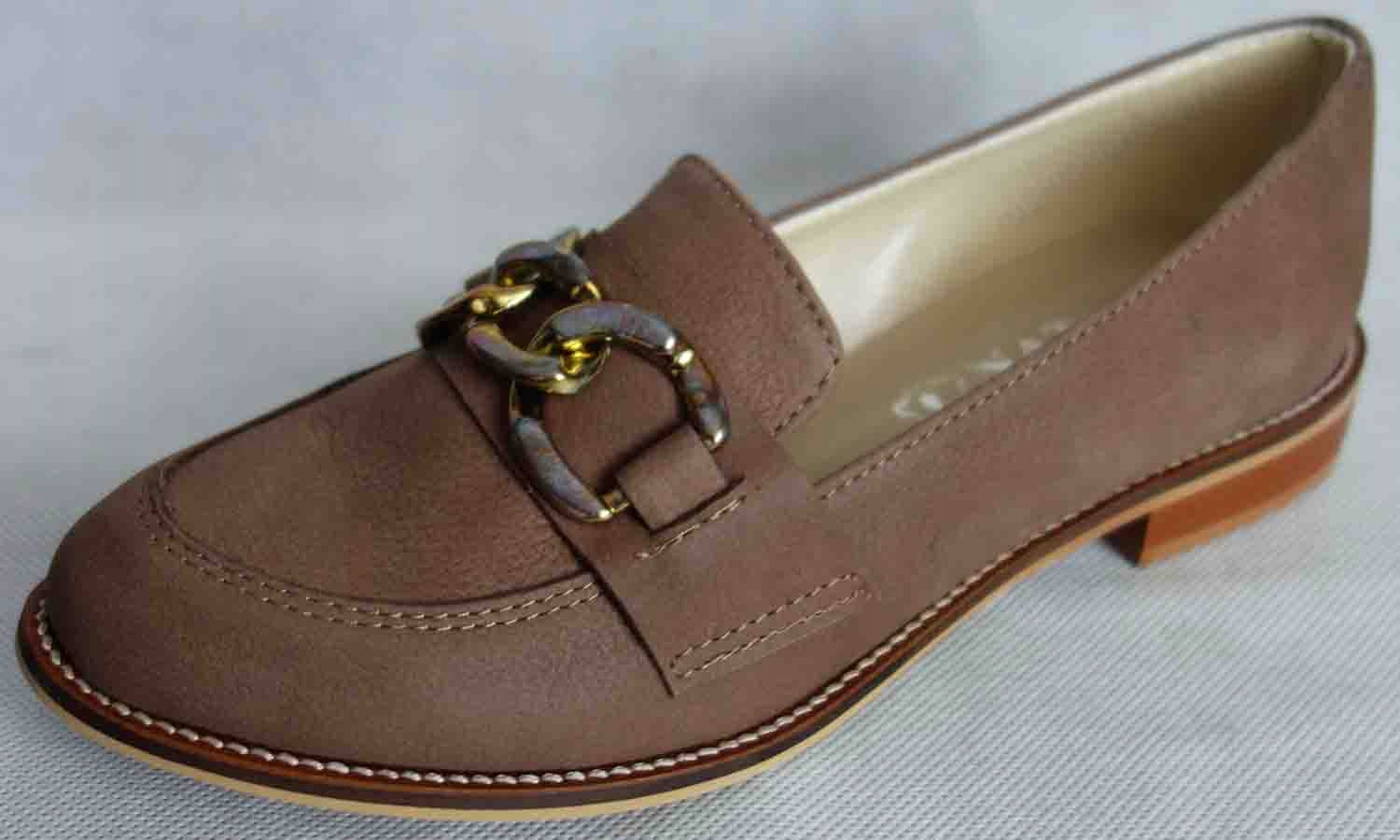 ex_pl Wyprzedaż SKÓRZANE mokasyny BRĄZ PŁASKI OBC Rozmiar 39