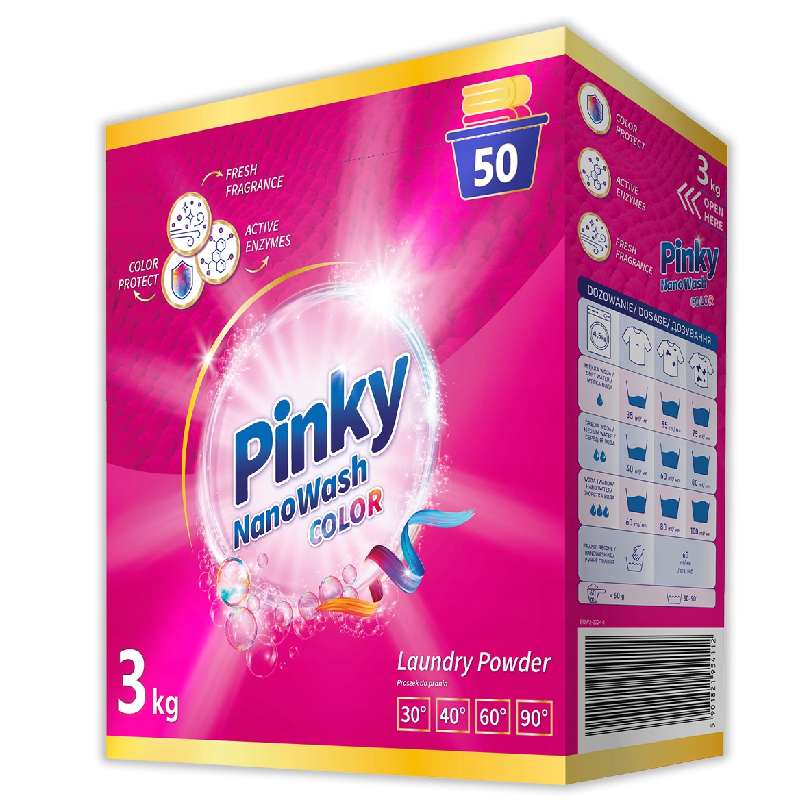 2x Pinky Nanowash Color prášek na praní barevných tkanin 3 kg
