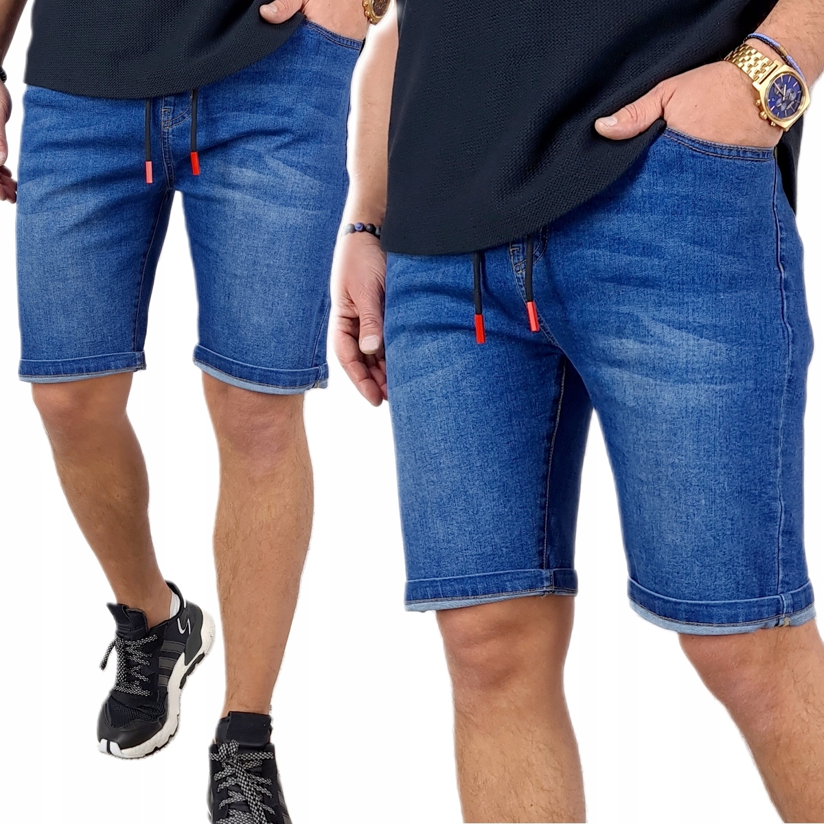Kraťasy Námořnická Modrá Džínové krátké kalhoty elastické Pas s Gumičkou, M