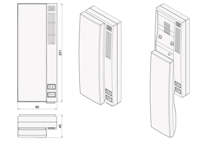 DOMOFON UNIFON SŁUCHAWKA CYFROWY ACO INS-UP720BX MAGNETYCZNA Marka ACO