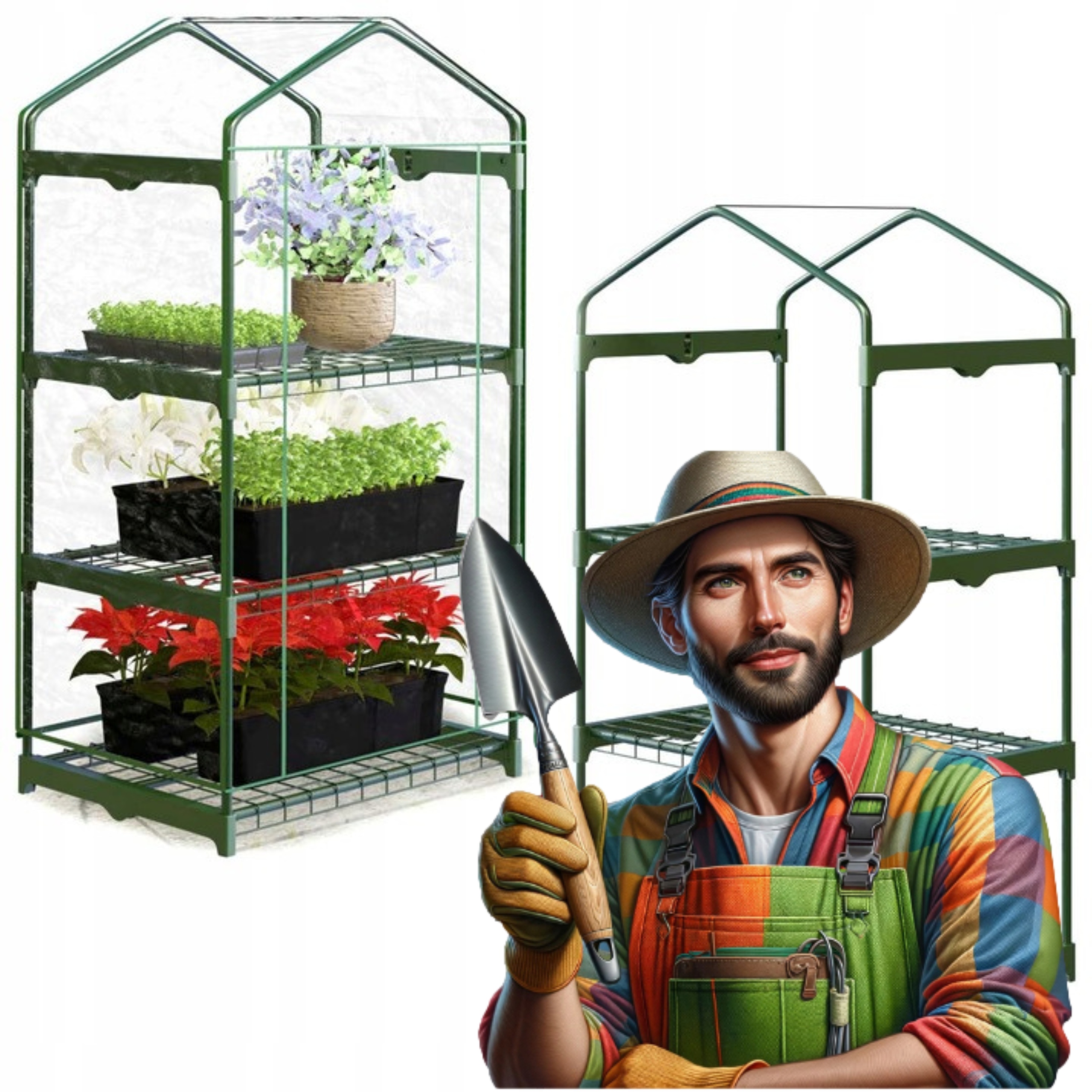 Mini Fóliový Tunel Zahradní Skleník Na Balkon Zahrada 3 Police 125x69x49 Cm