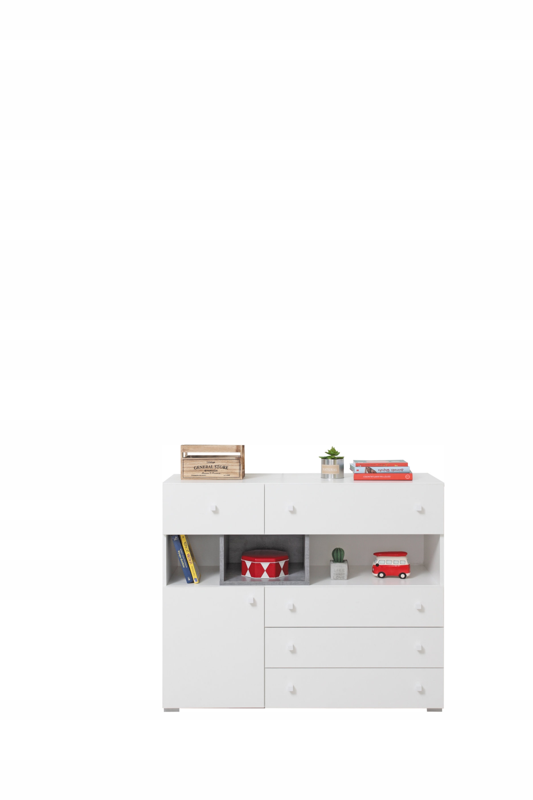 Komoda Galia 110 cm do obývacího pokoje Ložnice 5 Zásuvek Bílá