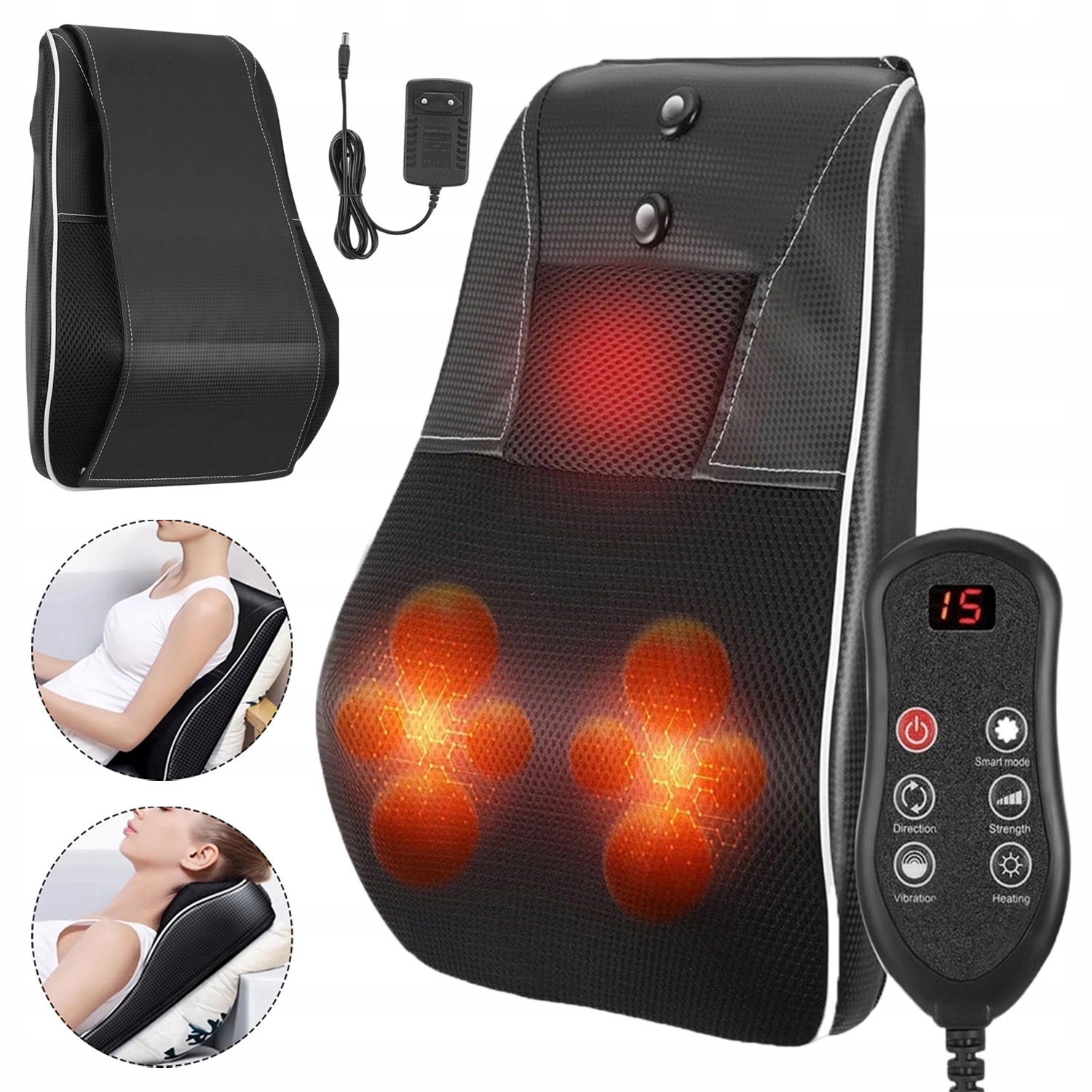 Masażer Pleców Karku Shiatsu, Elektryczna Poduszka Masująca Z Ogrzewania