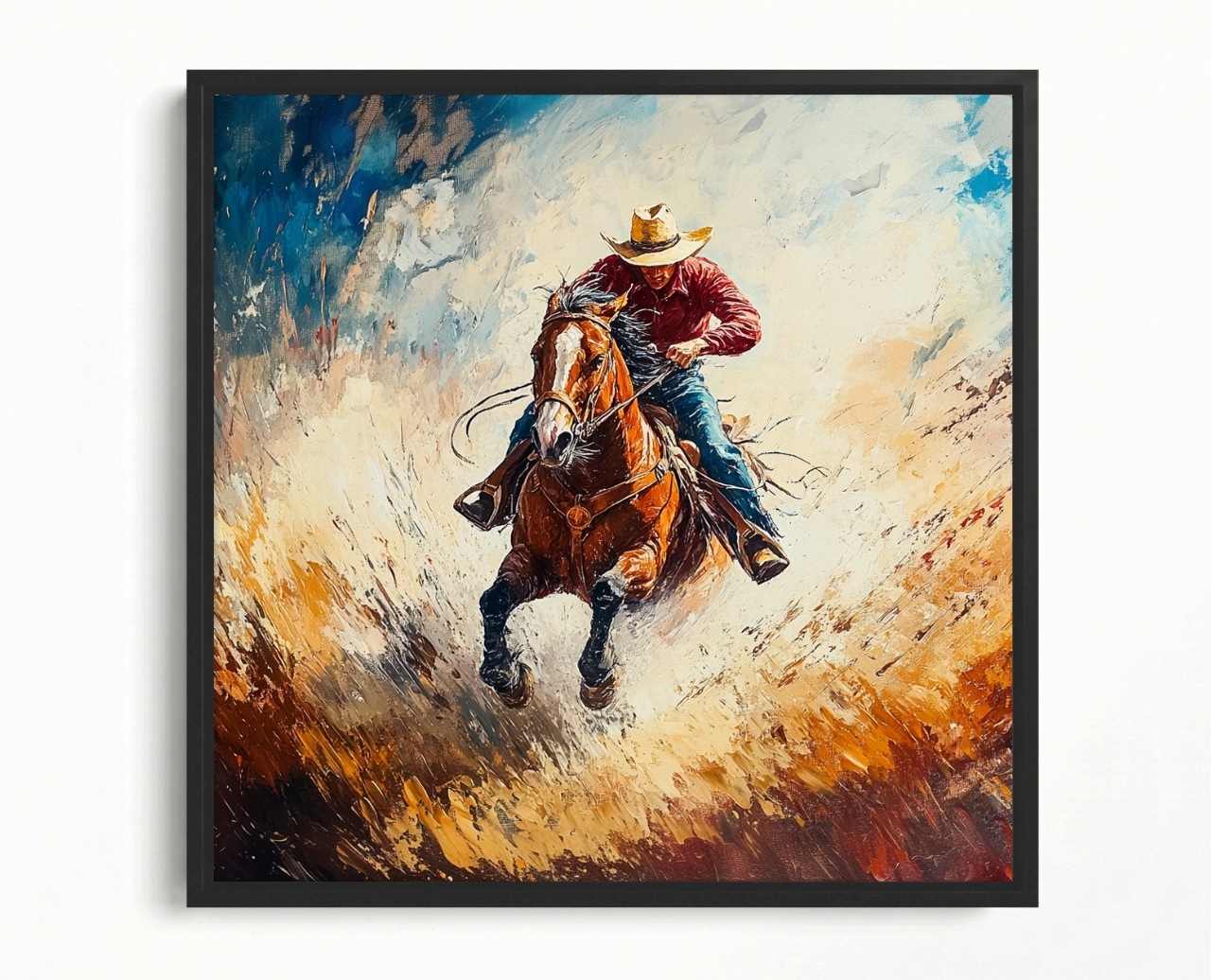 Obraz Rama American Box Zviera Kôň Kovboj Jazdec Galop Rodeo Pohyb 60x60
