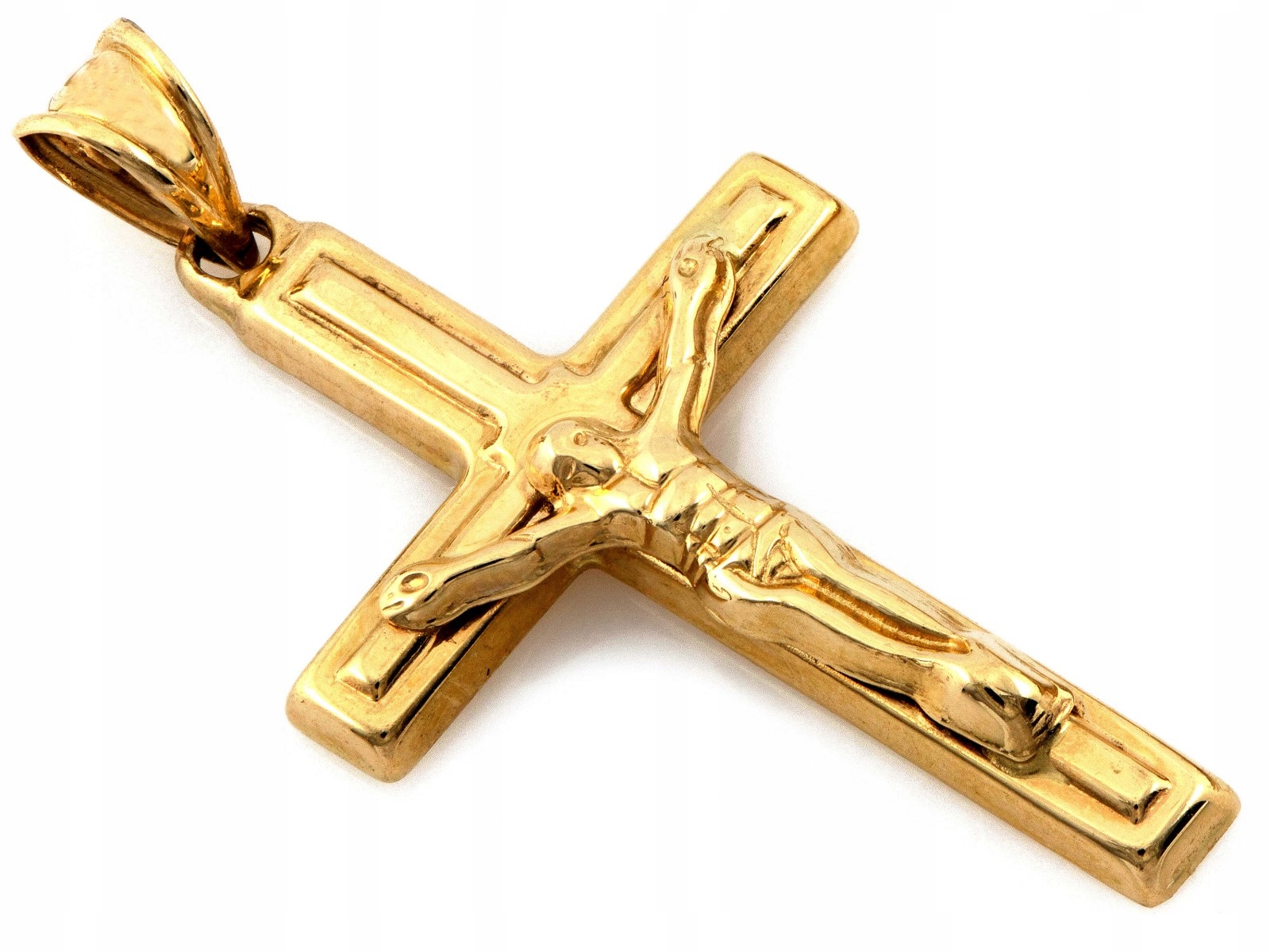 Zlatý křížek 585 přívěsek s proužkem na svaté přijímání jako dárek 14k