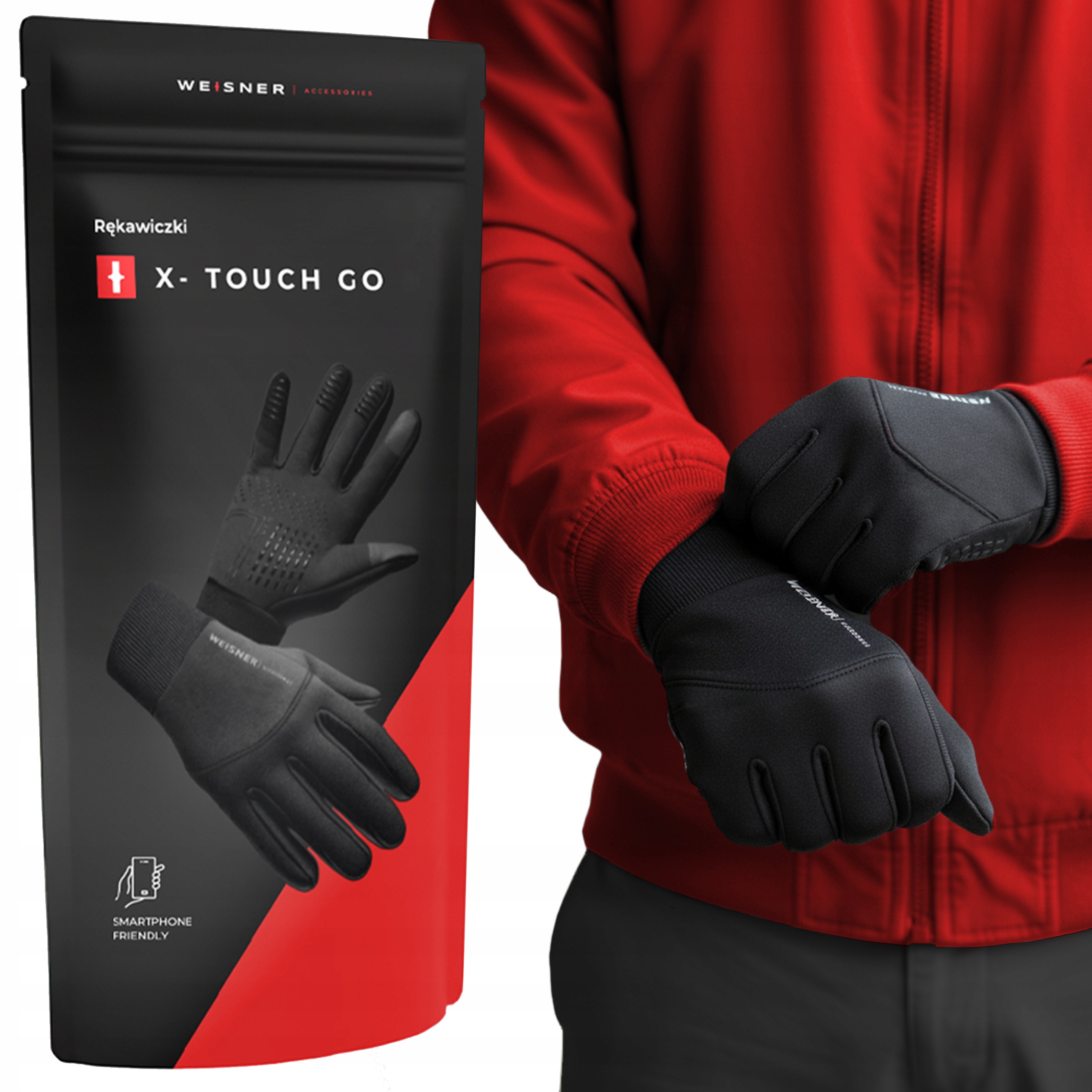 Weisner GO | Rękawiczki męskie zimowe antypoślizgowe dotykowe telefonu