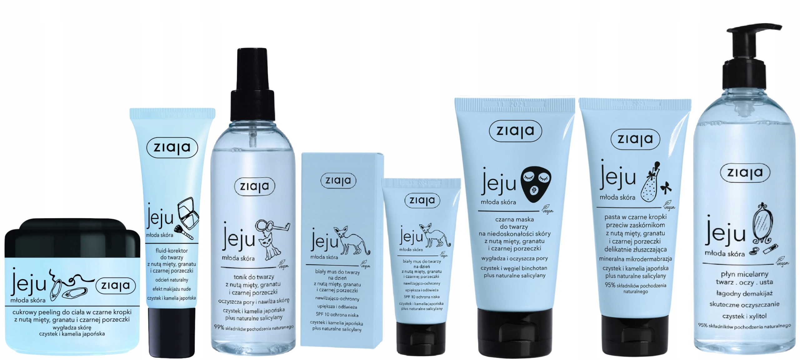 Jeju Modrá sada kosmetických přípravků pro revitalizaci 7 kusů výživy