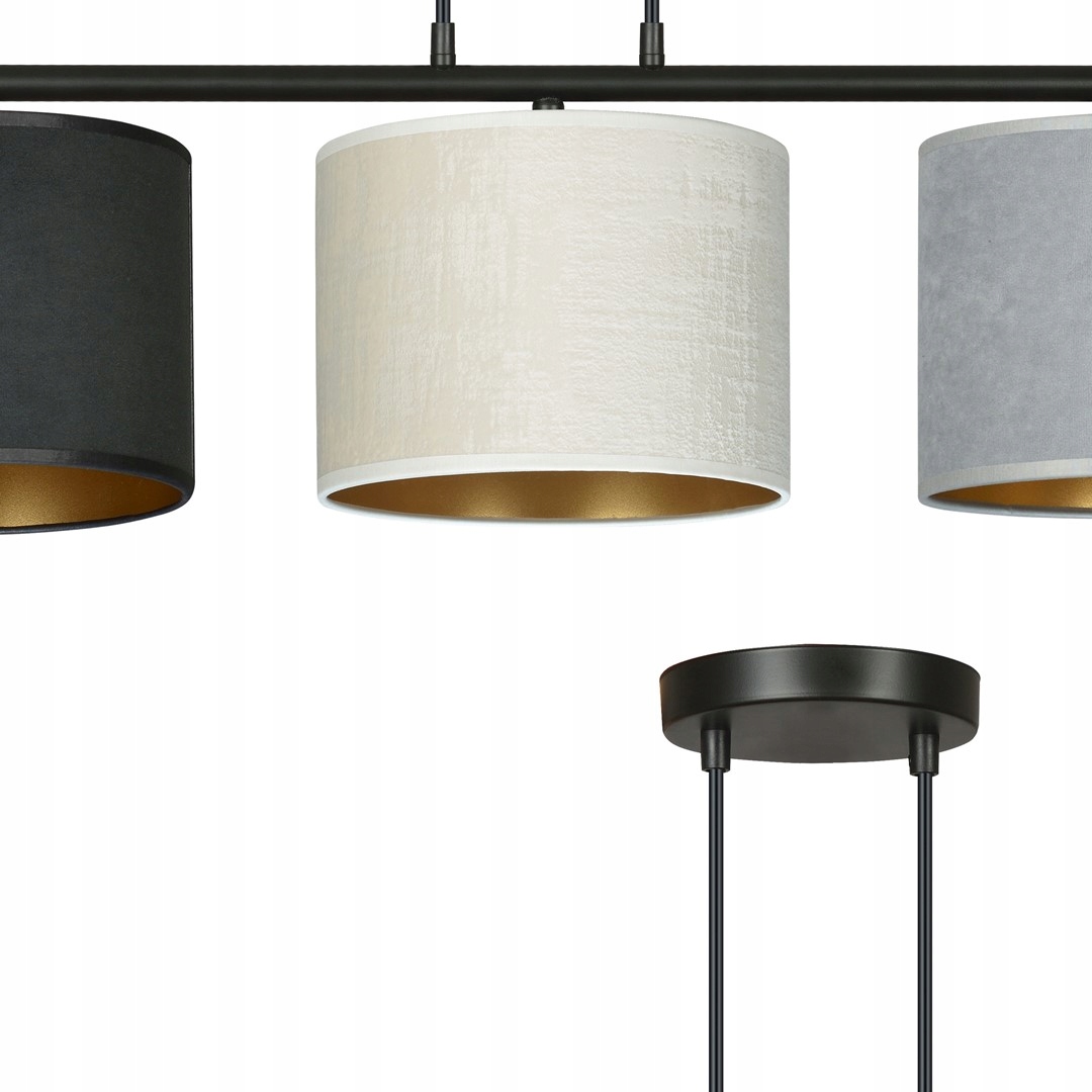 Hilde 3 Bl MIX Závěsné lampy Ocel lakovaná. stínidlo Černá 15W Max Led