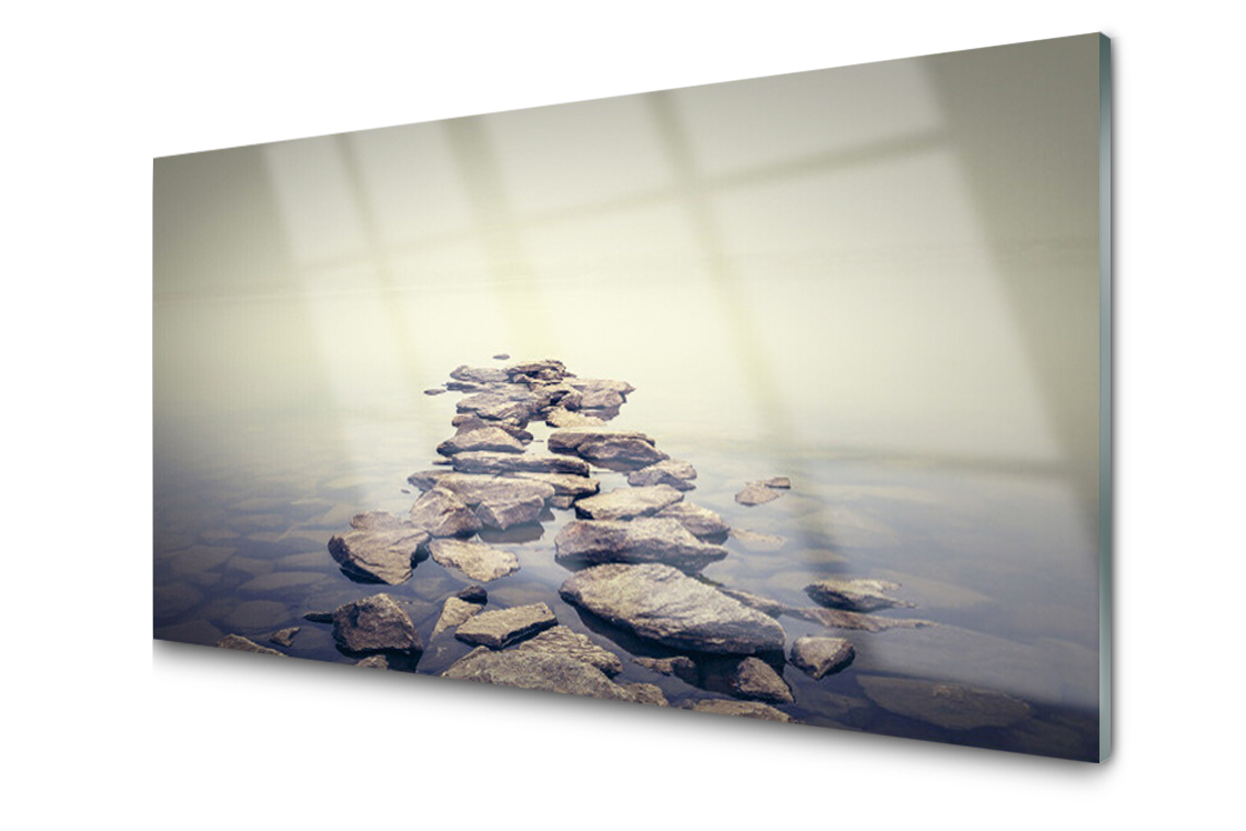 

Panel szklany dekor Woda Skały 140x70 + Klej