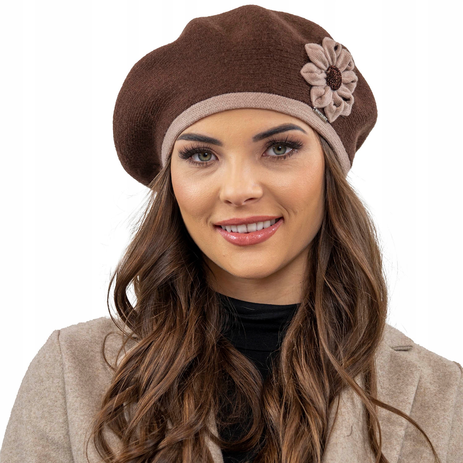 Elegantní dámský teplý hnědý baret Vivisence 7046