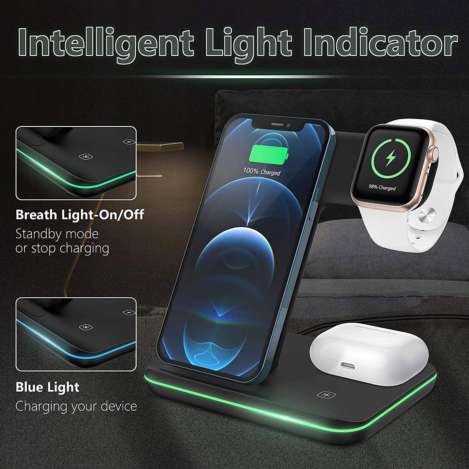 STACJA DOKUJĄCA BEZPRZEWODOWA CZARNA APPLE IPHONE Prąd wyjściowy 1 mA