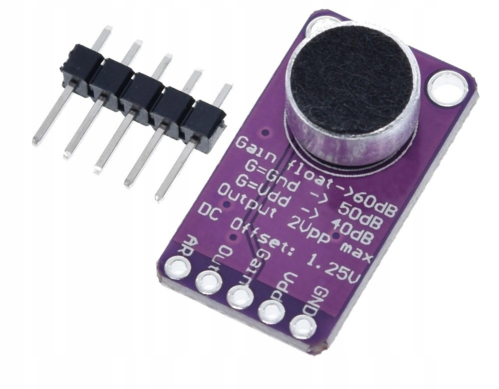 

393 Wzmacniacz mikrofonowy MAX9814 z mikrofonem