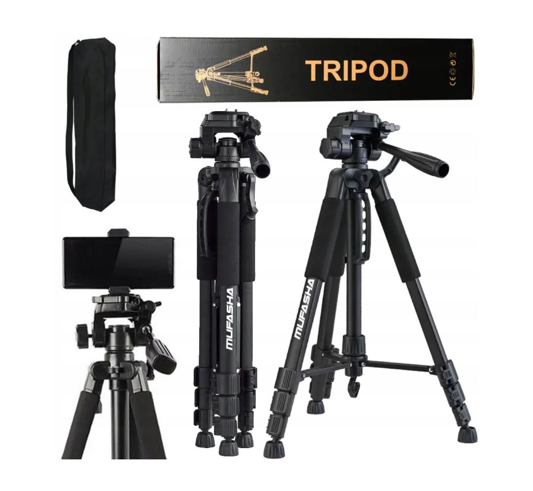Statyw fotograficzny 150 cm uchwyt telefon, laser, aparat Tripod Stabilny