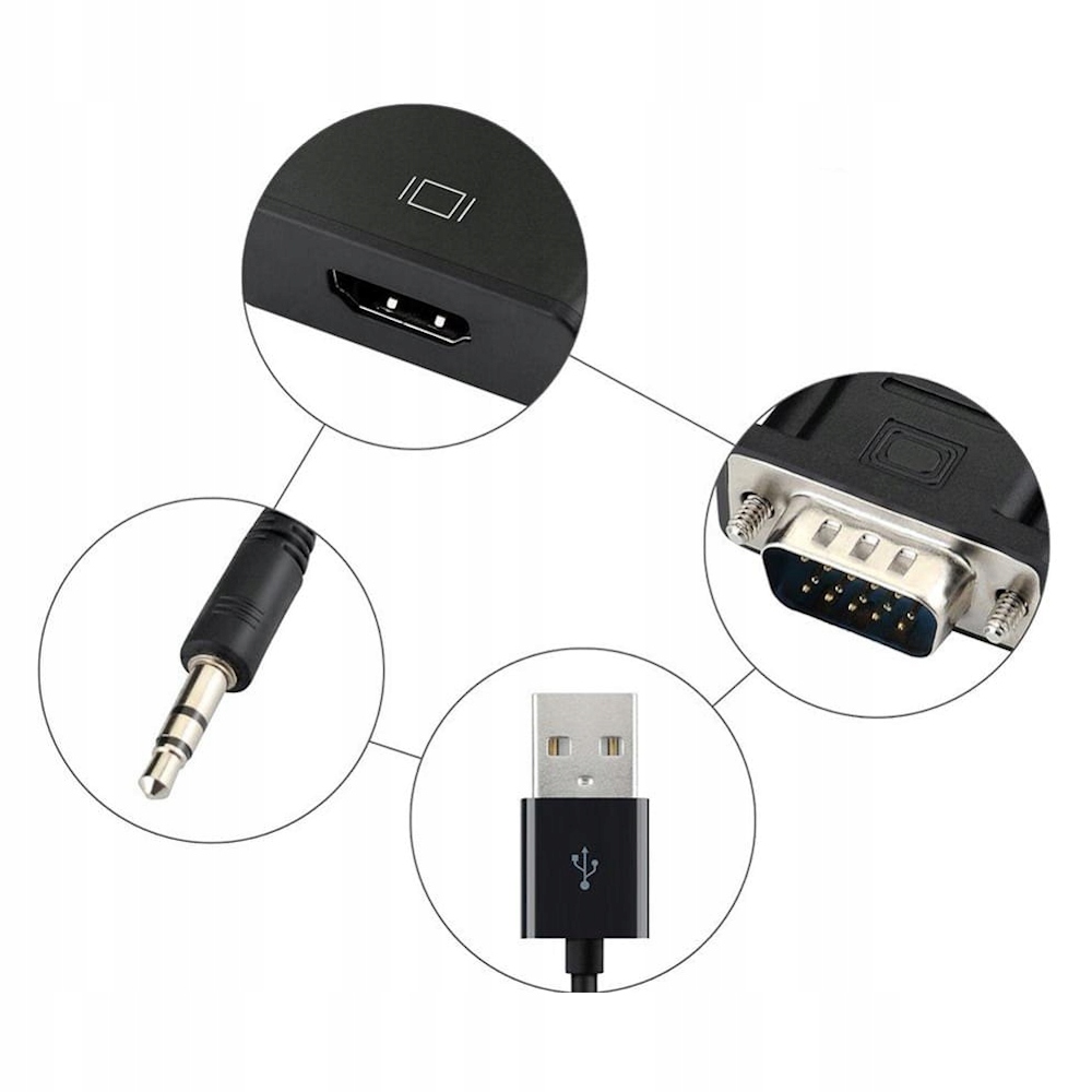 Konwerter obrazu z VGA + audio jack 3,5mm do HDMI