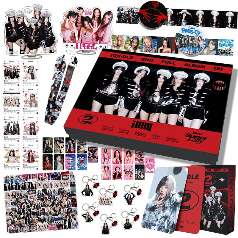 (g)i-dle Periferní Album Sada Dárkových Předmětů S Nálepkou A Přívěskem Na Klíče