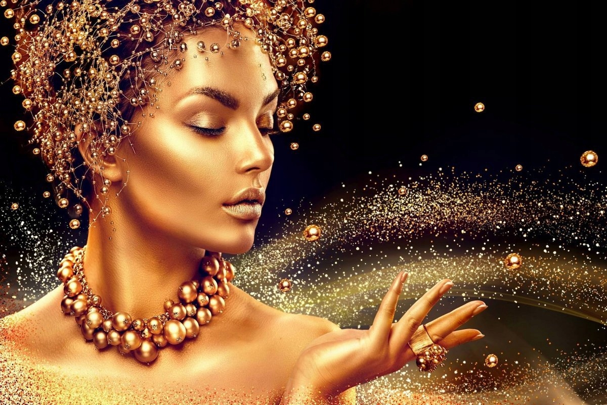 Diamantová Výšivka Diamond Painting Mozaika Zlatá žena 45x65 cm K