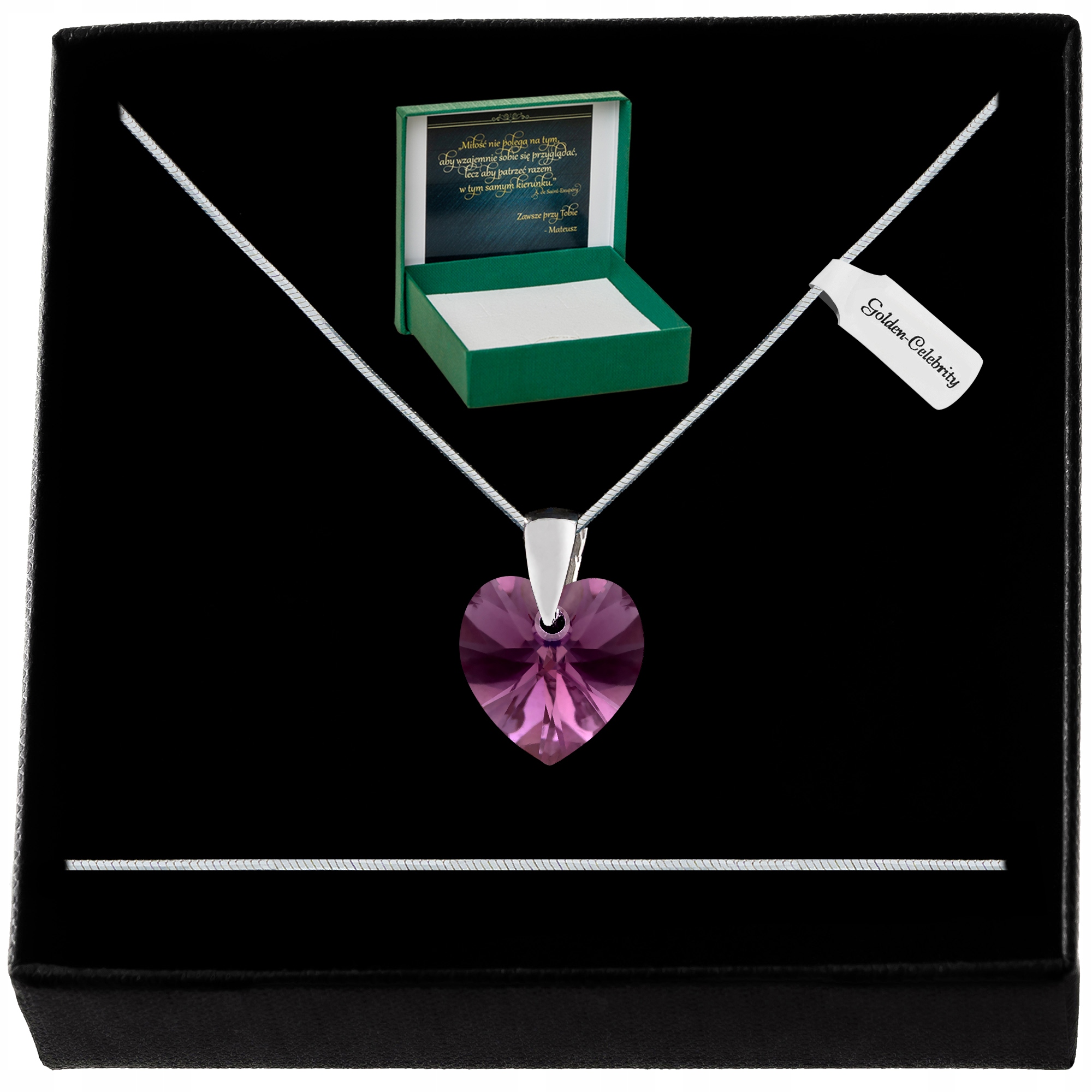 Stříbrný Řetízek Srdce Swarovski 925 Náhrdelník Přívěsek Pro Tchýni