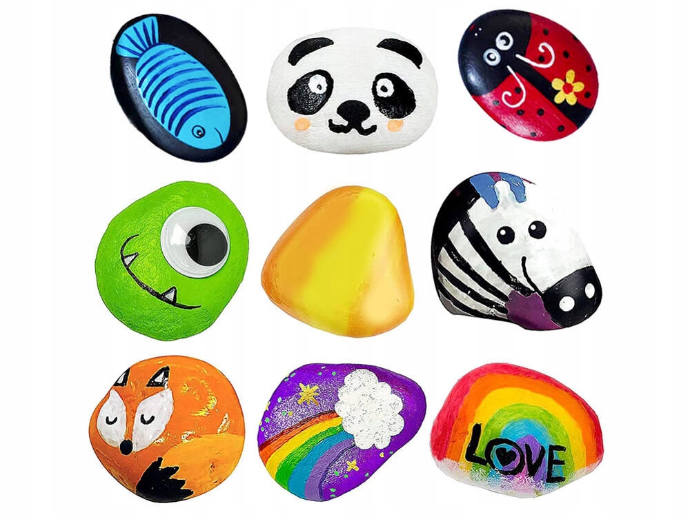 Kamienie Do Malowania Zestaw Farby Pędzle Tatuaże 30 el. Płeć chłopcy dziewczynki