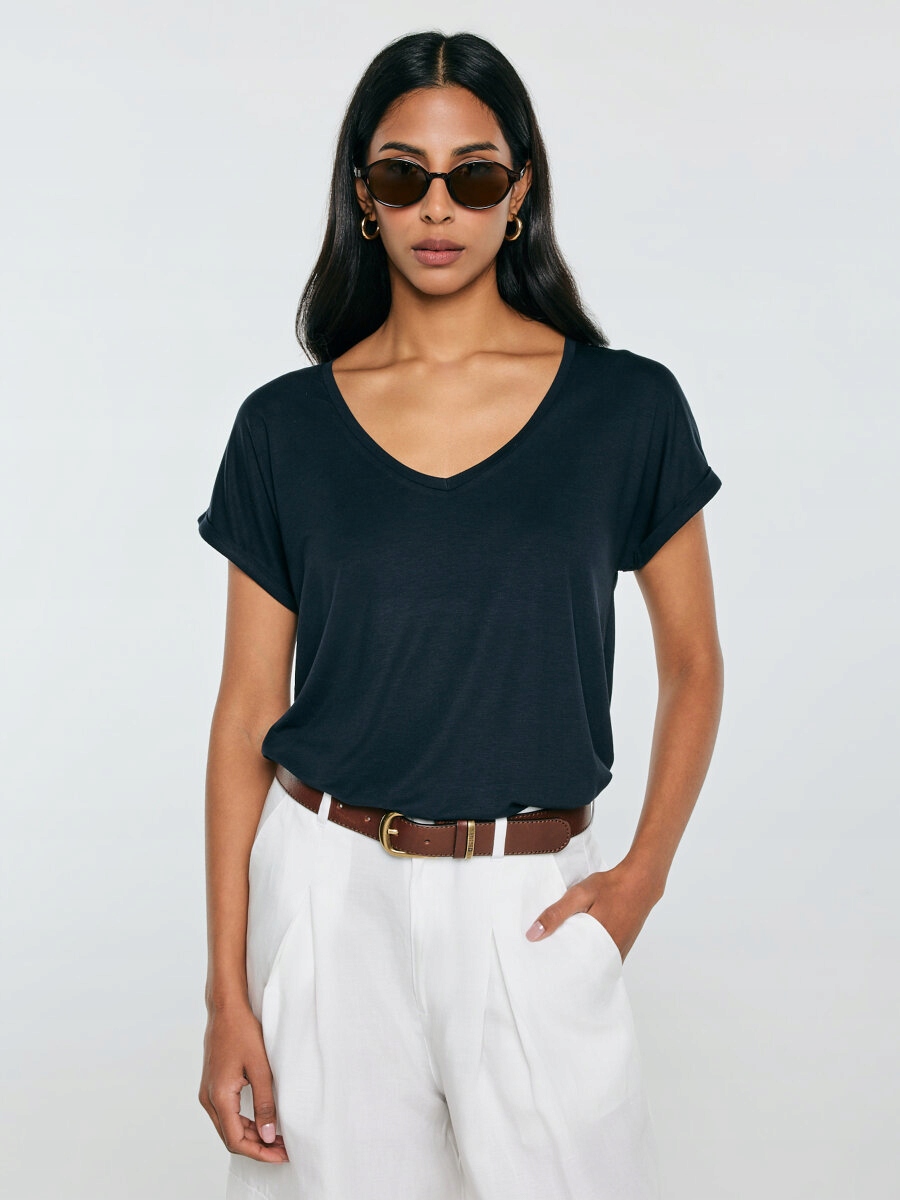 Big Star Tričko s volným střihem, tmavě modrá barva Valeria 403 XXL