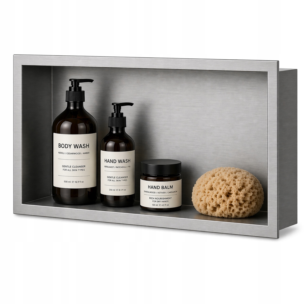 Kúpeľňová Polica Strieborná Brúsená Na Stenu 30x60x10 Eviso