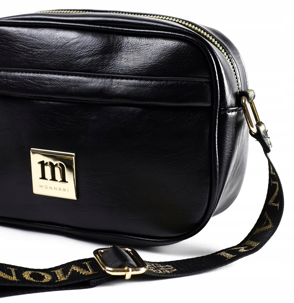 TOREBKA CZARNA LISTONOSZKA MONNARI ZŁOTE LOGO Model BAG5070-020