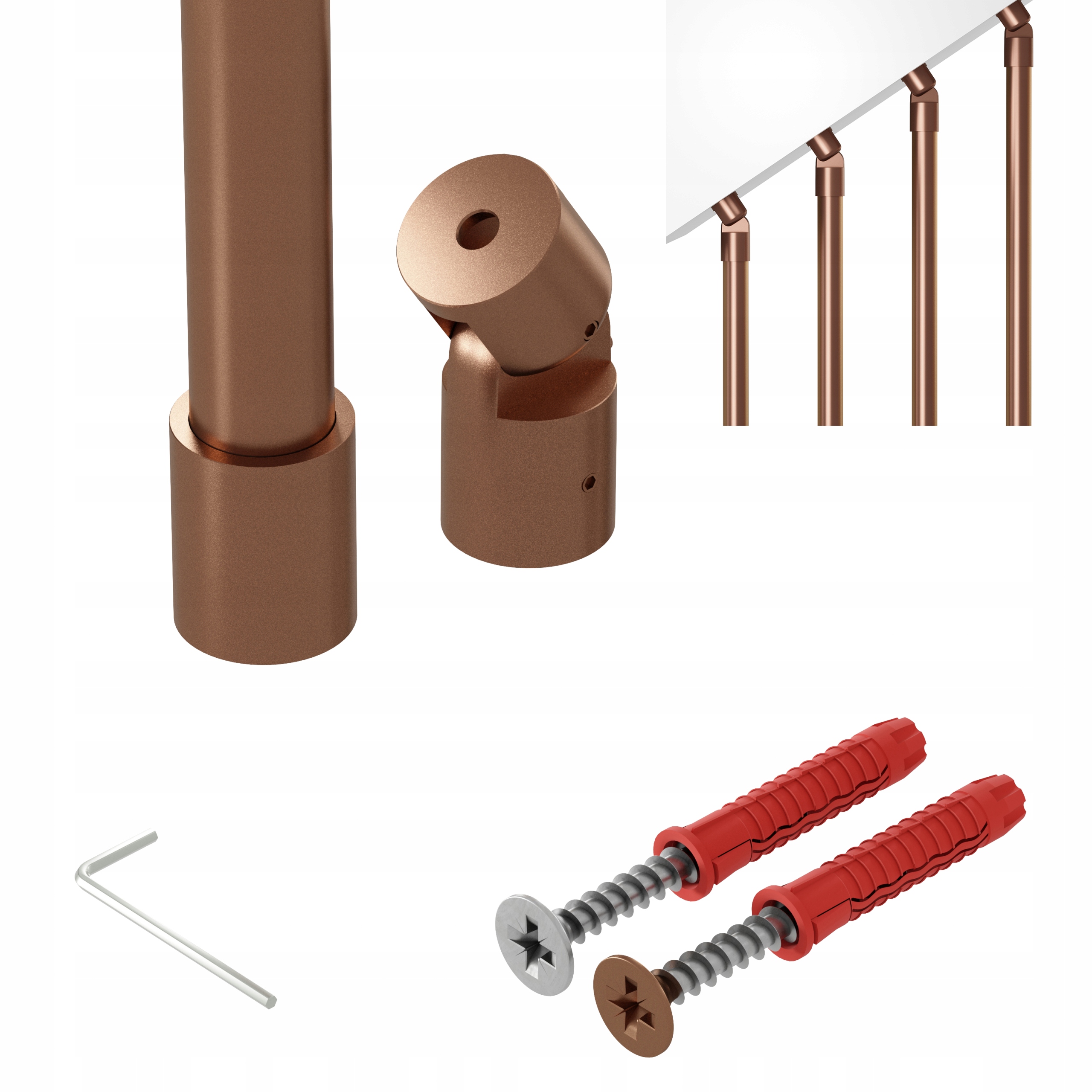 Zábradlí na schody harfa šikmá nastavitelná měď 148 cm fi 25 mm Nebo