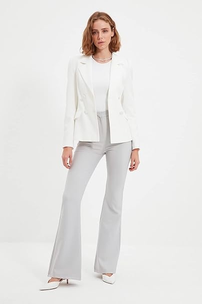 Trendyol Elegantní Šedé Kalhoty Se Zvony A Vysokým Pasem 34 6F