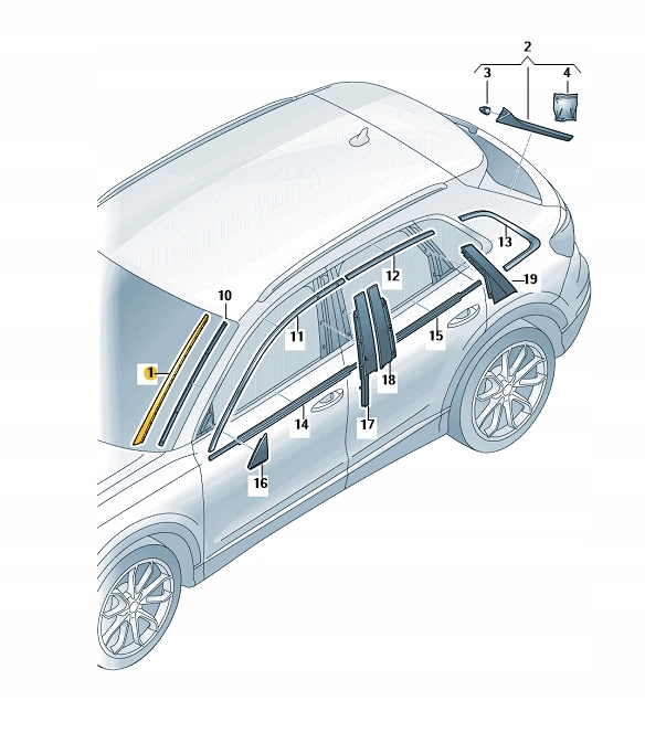 USZCZELKA PRZEDNIEJ SZYBY CZOŁOWEJ PRAWA AUDI Q3