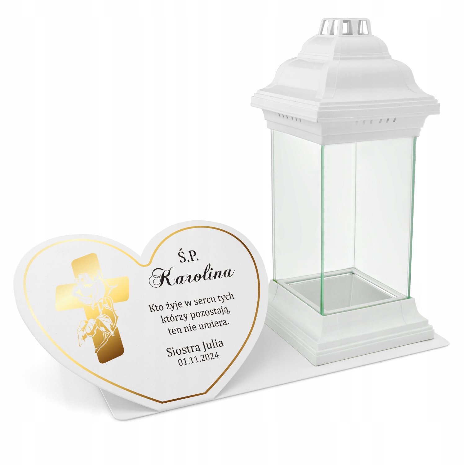 PERSONALIZOWANA PODSTAWKA NA GRÓB ZE ZNICZEM STATUETKA NA NAGROBEK XXL