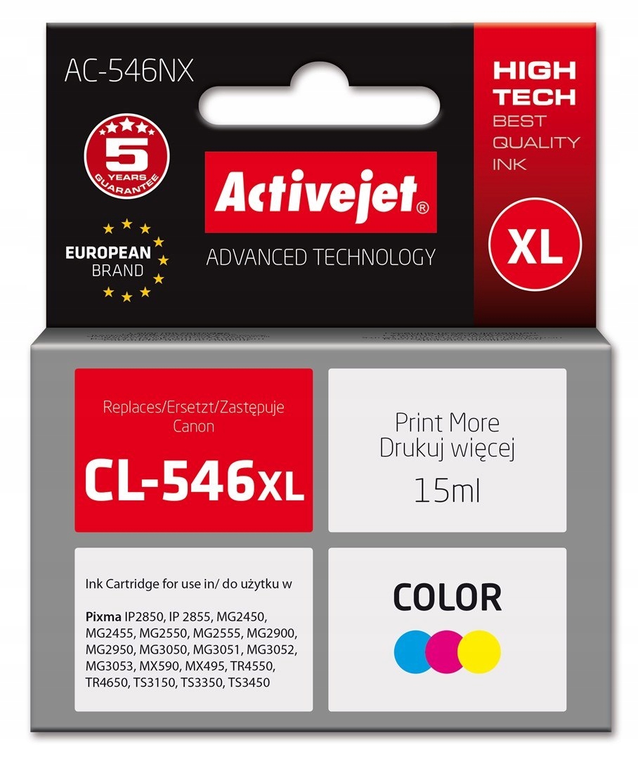 Activejet AC-546NX Tusz (zamiennik Canon CL-546XL; Supreme; 15 ml; kolor: c