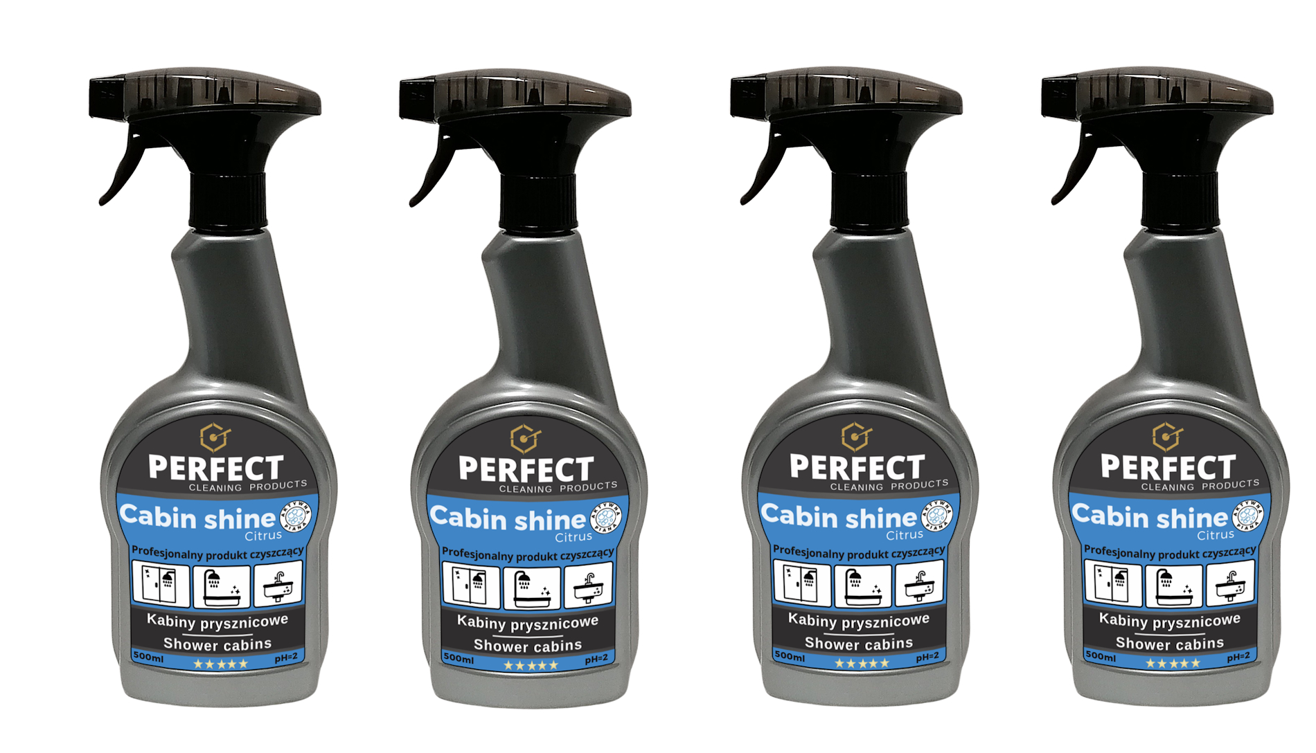 Levně 4x Tekutý přípravek na mytí a čištění sprchových koutů 0,5L Perfect Cabin Shine