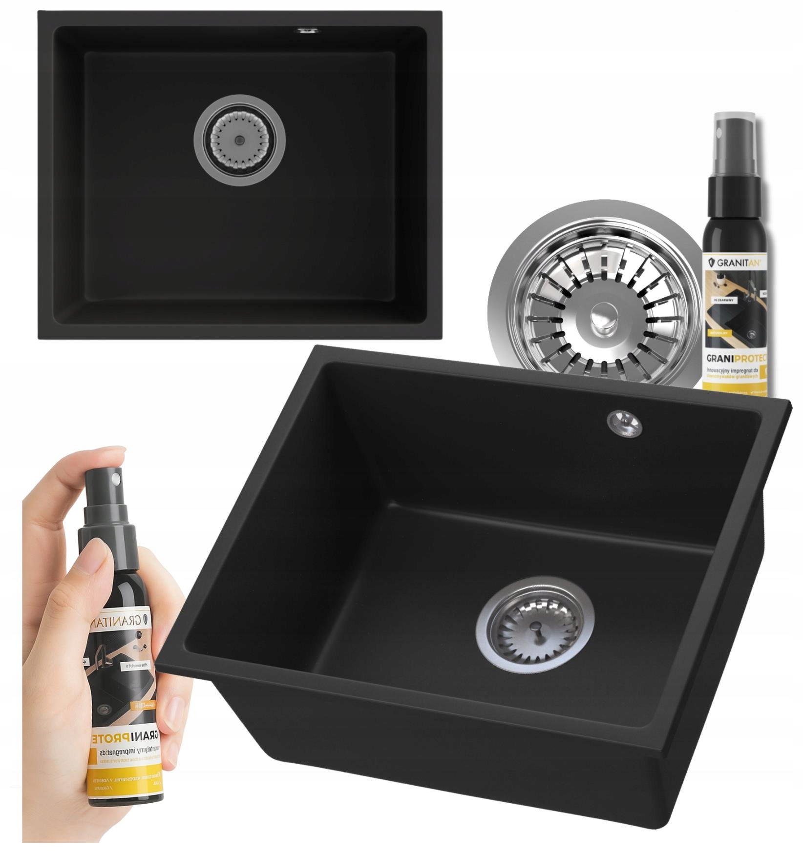 Jednokomotový granitový drez pod dosku Drez Manado 50 Sifón chróm