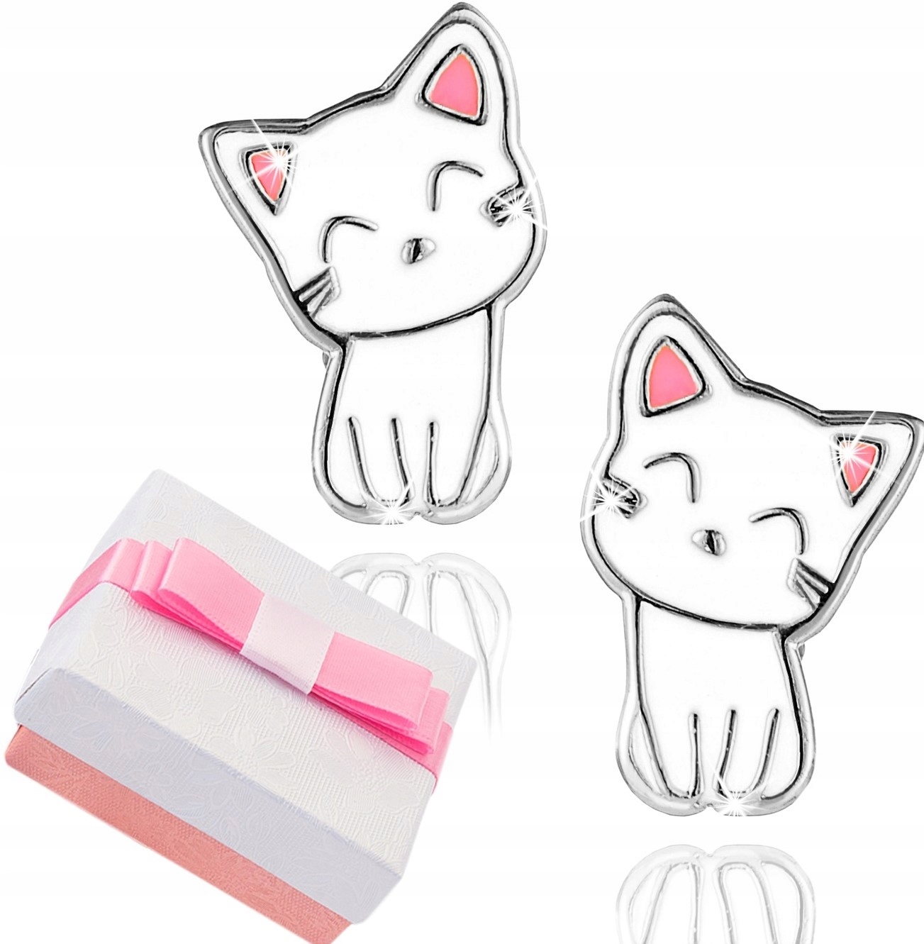 

Kolczyki kotki rodowane srebrne dla dziewczynki