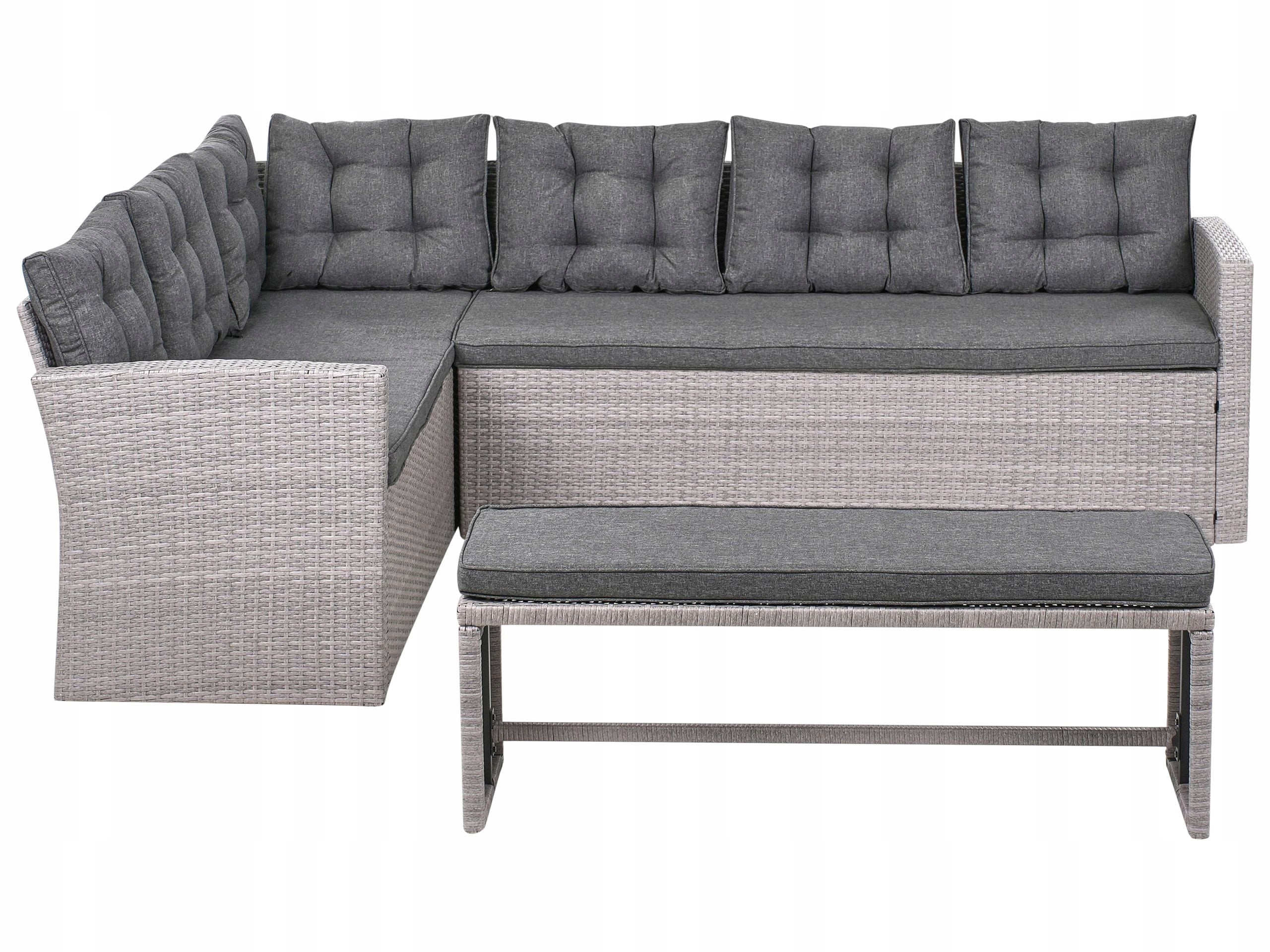 Zestaw ogrodowy sofa narożna 8 os technorattan szary